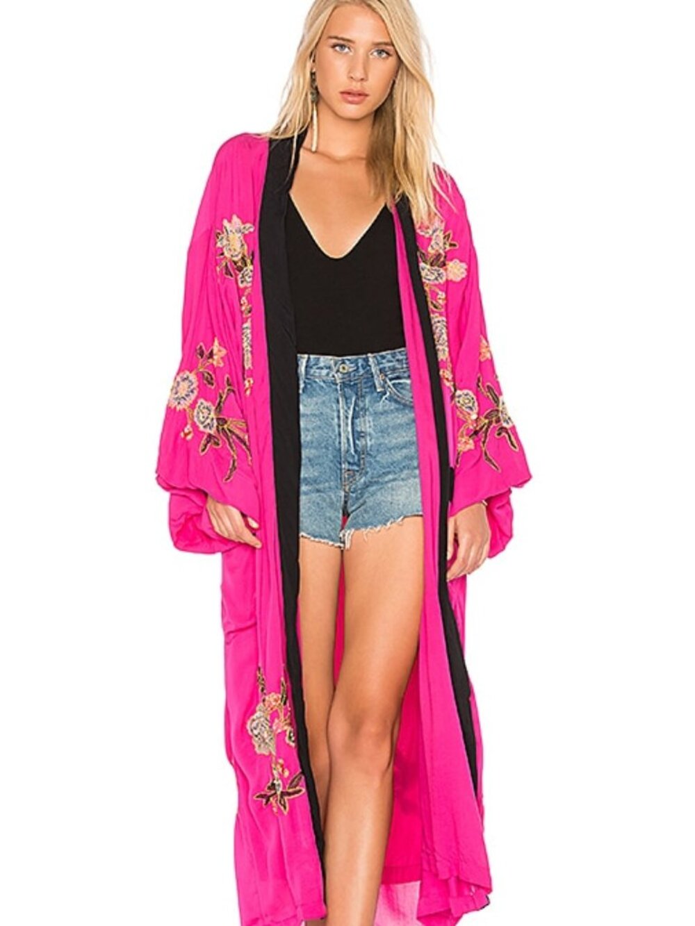 Free People Floral Embroidered Kimono - Size S (runs large)